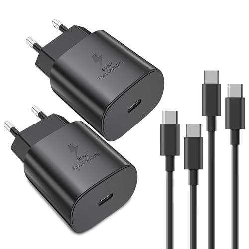 2er-Pack 25W Ladegerät USB C, Schnellladegerät PD 3.0 Ladestecker mit Schnellladekabel 2.0m Netzteil für Samsung Galaxy S23/S22/S21 Ultra/S21+/S20/Note20/S10/S9, Max Handy Ladegeräte von Samneer