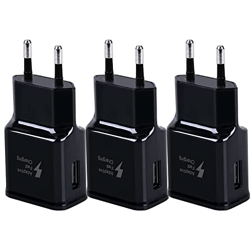 3er Pack USB Ladegerät Stecker, Adaptives Schnellladegerät Netzteil Adapter für Samsung s21 s20 s10 s6 s7 s8 S9/Edge/Plus/Active, Note 8/9, Note10 20 und andere Smartphones/Geräte, Schnellladung von Samneer