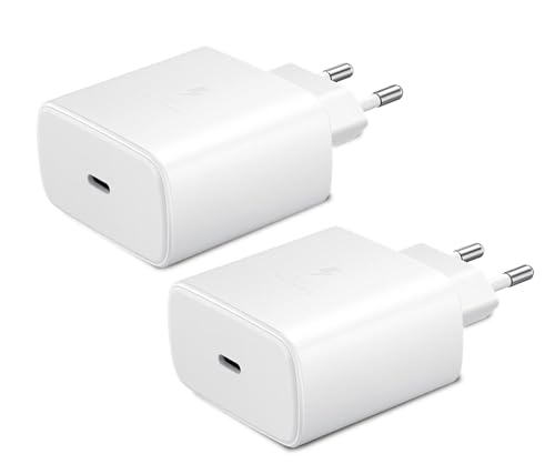 45W Schnellladegerät Netzteil，fürSamsung GalaxyS25 S24 S23 S22 S21 S20 Ultra FE A55 A54 A53 A34 A23 A15 A05S ZFold6 Fold5 Flip6 Flip5 5G, Tab S10, S9 Handys und ComputerSuper Fast Charger(2 Weiß) von Samneer