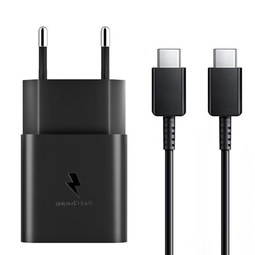 K15W Schnellladegerät USB C für Samsung Galaxy A53, A52S, S22, S21 FE, S21 Ultra 5G, S20, Note 20, Note 10+, A72, M43, Z Fold3, Z Flip 3 5G, Super Fast Ladegerät mit Ladekabel Typ C (Schwarz) von Samneer