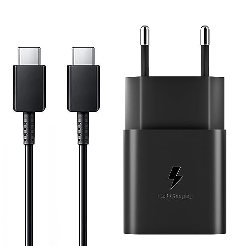 PD15W Schnellladegerät USB C für Samsung Galaxy A53, A52S, S22, S21 FE, S21 Ultra 5G, S20, Note 20, Note 10+, A72, M43, Z Fold3, Z Flip 3 5G, Super Fast Ladegerät mit Ladekabel Typ C (Schwarz) von Samneer