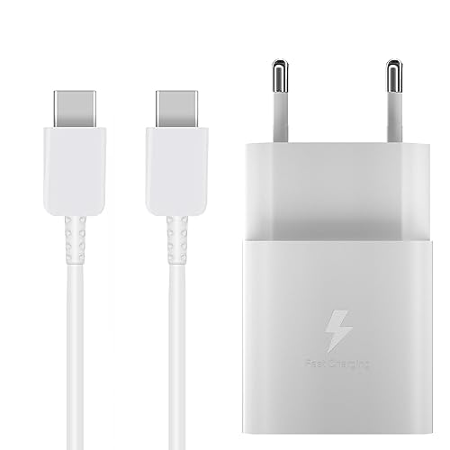 PD15W Schnellladegerät USB C für Samsung Galaxy A53, A52S, S22, S21 FE, S21 Ultra 5G, S20, Note 20, Note 10+, A72, M43, Z Fold3, Z Flip 3 5G, Super Fast Ladegerät mit Ladekabel Typ C (Weiß) von Samneer