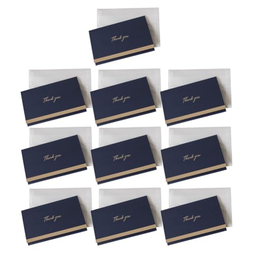 Samorukfor 10Er-Pack HochzeitsgrußKarten mit UmschläGen, Dankeskarten im Goldfoliendesign, Marineblau von Samorukfor