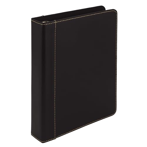 Samsill 1 Inch Mini 3 Ring Binder, Junior Planner Binder - Size 7.5" x 9.1" Fits 8.5" x 5.5" Paper and Sheet Protectors, Hardback Notebook and Organizer Binder, Black von Samsill