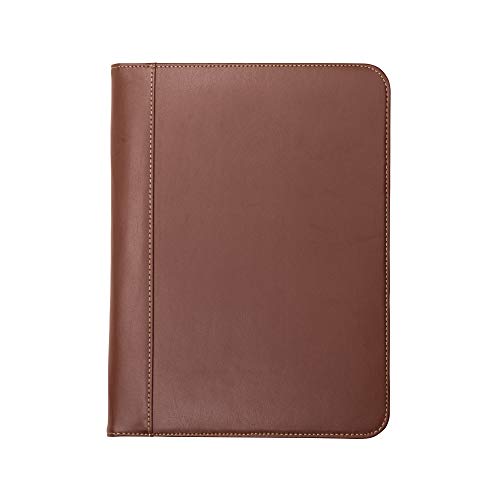 Samsill Contrast Stitch Leder Padfolio und Business Portfolio für Damen und Herren, Lebenslauf/Dokument Organizer mit Schreibblock, Hellbraun (71716) von Samsill