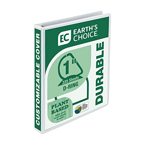 Samsill Earth's Choice 16937 Ring-Sichtbuch, Biobasis, 2,5 cm D-Ring, bis zu 25% pflanzlicher Kunststoff, USDA-zertifiziert, Biobasis, umweltfreundlich, anpassbarer Deckel, weiß von Samsill