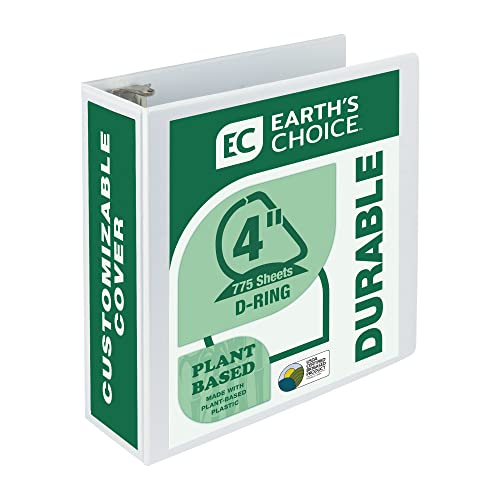 Samsill Earth's Choice Biobasierter 3-Ring-Sichtbuch, 10,2 cm D-Ring, bis zu 25% pflanzlicher Kunststoff, USDA-zertifiziert, Biobasiert, umweltfreundlich, anpassbarer Deckel, weiß von Samsill