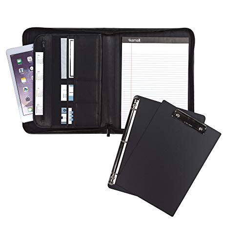 Samsill Professionelles Padfolio Bundle, inklusive abnehmbarem Klemmbrett, 1,3 cm rundem Ringbuch mit sicherem Reißverschluss und 25,7 cm Tablet-Hülle, schwarz, volle Größe (70829) von Samsill