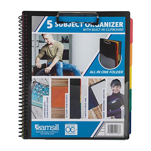 Samsill Spiral-Organizer mit 5 Fächern, mit Klemmbrett und abnehmbarem Notizblock, All-in-One-Ordner, 5 Trennwände mit 10 Taschen, Multi-Pocket-Ordner und Dokumentenhalter von Samsill