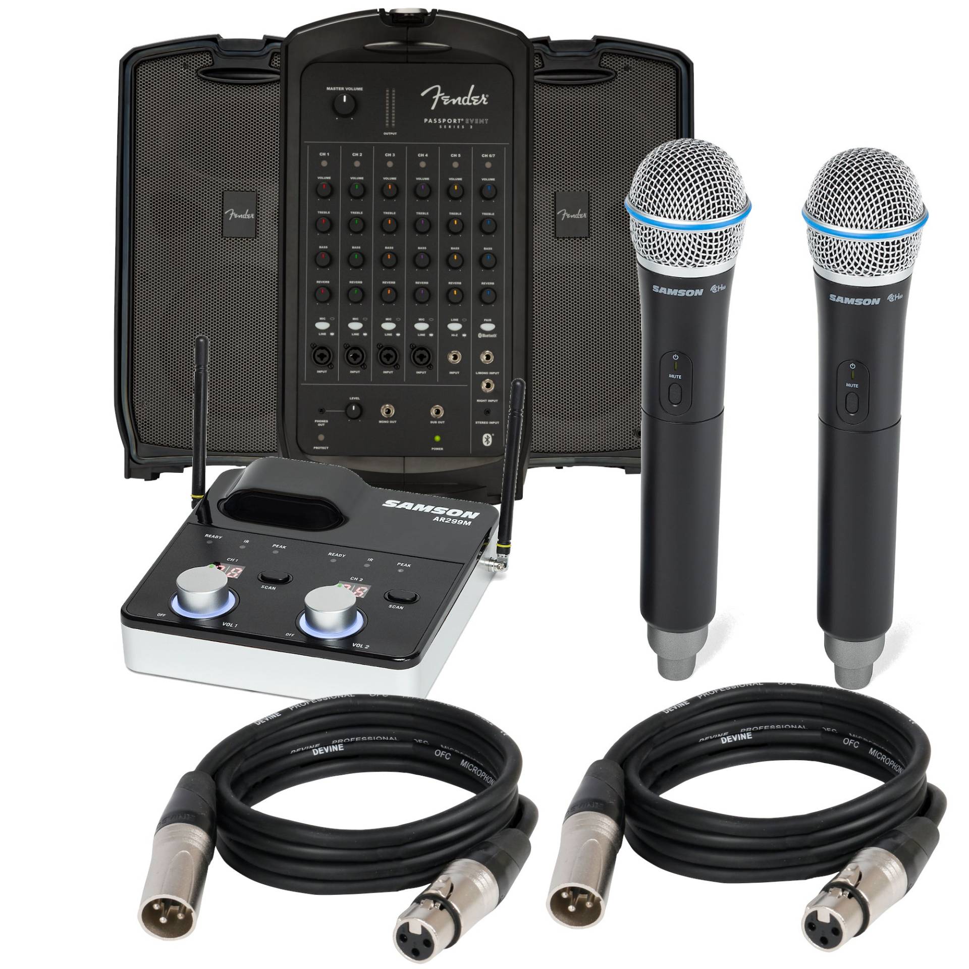 Samson Concert 288m Dual Handheld System + Fender Passport Conference PA (L 823 - 832 MHz) von Samson
