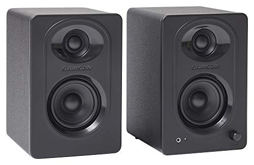 Samson Media One M30 Active Monitor Speaker Pair (Multimedia-Lautsprechersystem, 20 W, Bassverstärkung, 50 Hz - 20 kHz, 85 dB, 3 Zoll Polypropylen-Tieftöner) schwarz von Samson