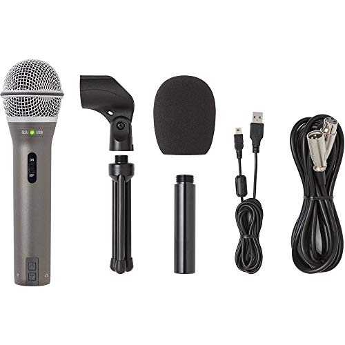 Samson Q2U Aufnahme- und Podcasting-Paket - Dynamisches USB / XLR-Mikrofon mit Zubehör, grau von Samson
