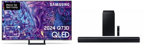 GQ55Q73DAT 138 cm (55") QLED-TV titangrau inkl. 2.1 C-Soundbar HW-C460G mit Subwoofer / E von Samsung