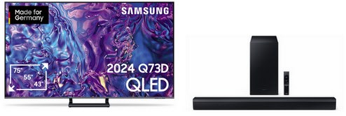 GQ65Q73DAT 163 cm (65") QLED-TV titangrau inkl. 2.1 C-Soundbar HW-C460G mit Subwoofer / E von Samsung