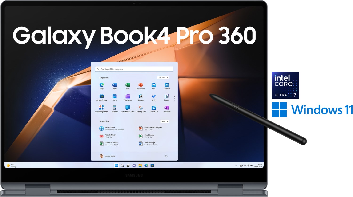 Galaxy Book4 Pro 360 NP960QGK-KG2DE 40,62 cm (16") 2 in 1 Convertible-Notebook moonstone gray von Samsung