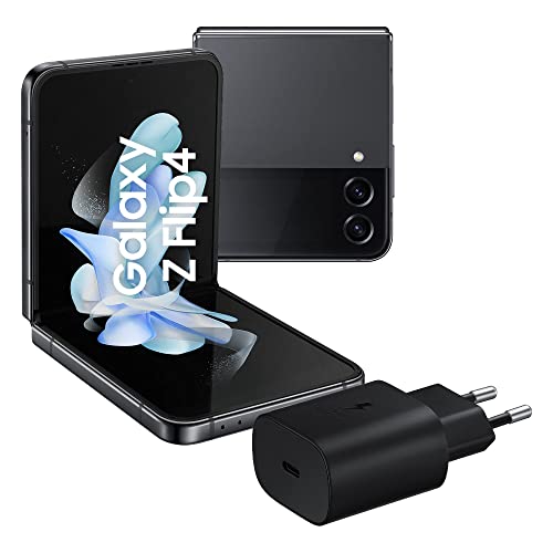 SAMSUNG Galaxy Z Flip4 Smartphone 5G, Ladegerät inklusive, SIM Free Android Telefon faltbar 256 GB, Display Dynamic AMOLED 2X 6,7 Zoll/Super AMOLED 1,9 Zoll 1,2 Graphit, 2022 [italienische Version] von Samsung
