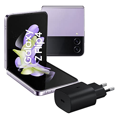 SAMSUNG Galaxy Z Flip4 Smartphone 5G, faltbar, Ladegerät inklusive, SIM Free Android, 256 GB, Dynamic AMOLED Display 2 x 6,7 Zoll/Super AMOLED 1,9 Zoll 1,2, Violett (Bora Purple), 2022 [italienische von Samsung
