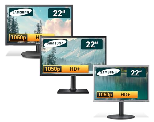 Samsung 22 Zoll Business Computer Monitor, Desktop Gaming Monitor, HD+ (VGA - DVI - VESA), PC Bildschirm, schwarz/Silber (Generalüberholt) von Samsung
