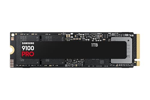 Samsung 9100 PRO NVMe M.2 SSD, 1 TB, PCIe 5.0, 14.700 MB/s Lesen, 13.300 MB/s Schreiben, Interne SSD für Gaming, Videobearbeitung und AI, Schwarz, MZ-VAP1T0BW Samsung 9100 PRO NVMe M.2 SSD, 1 TB, PCIe 5.0, 14.700 MB/s Lesen, 13.300 MB/s Schreiben, Interne SSD für Gaming, Videobearbeitung und AI, Schwarz, MZ-VAP1T0BW von Samsung