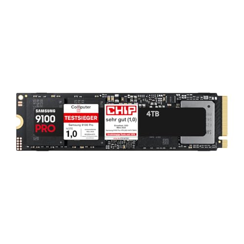 Samsung 9100 PRO NVMe M.2 SSD, 4 TB, PCIe 5.0, 14.800 MB/s Lesen, 13.400 MB/s Schreiben, Interne SSD für Gaming, Videobearbeitung und AI, Schwarz, MZ-VAP4T0BW Samsung 9100 PRO NVMe M.2 SSD, 4 TB, PCIe 5.0, 14.800 MB/s Lesen, 13.400 MB/s Schreiben, Interne SSD für Gaming, Videobearbeitung und AI, Schwarz, MZ-VAP4T0BW von Samsung