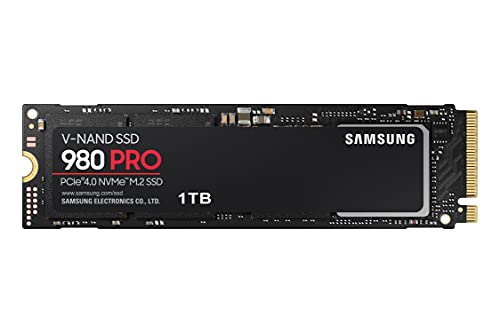 Samsung 980 PRO NVMe M.2 SSD, 1 TB, PCIe 4.0, 7.000 MB/s Lesen, 5.000 MB/s Schreiben, Interne SSD für Gaming und Videobearbeitung, MZ-V8P1T0BW von Samsung