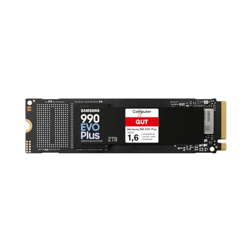 Samsung 990 EVO Plus NVMe M.2 SSD 2 TB, PCIe 4.0 x4 / PCIe 5.0 x2, NVMe 2.0 (2280), 7.250 MB/s Lesen, 6.300 MB/s Schreiben, Interne SSD für Gaming und Grafikbearbeitung, MZ-V9S2T0BW von Samsung