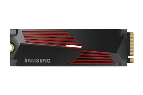 Samsung 990 PRO Heatsink NVMe M.2 SSD mit Kühlkörper, 4 TB, PCIe 4.0, 7.450 MB/s Lesen, 6.900 MB/s Schreiben, Interne SSD mit RGB für PC-/Konsolen-Gaming und Videobearbeitung, MZ-V9P4T0CW von Samsung