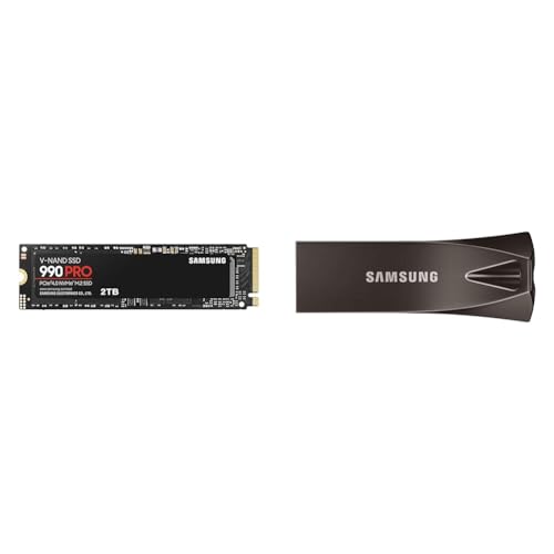 Samsung 990 PRO NVMe M.2 SSD & BAR Plus USB-Stick Typ-A, 128 GB, 400 MB/s Lesen, 60 MB/s Schreiben, widerstandsfähiger USB 3.1 Flash Drive mit Schlüsselring, Titan Gray, MUF-128BE4/APC Samsung 990 PRO NVMe M.2 SSD & BAR Plus USB-Stick Typ-A, 128 GB, 400 MB/s Lesen, 60 MB/s Schreiben, widerstandsfähiger USB 3.1 Flash Drive mit Schlüsselring, Titan Gray, MUF-128BE4/APC von Samsung