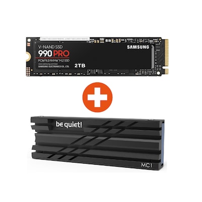 Samsung 990 PRO NVMe SSD 2 TB M.2 PCIe 4.0 3D-NAND TLC + be quiet! M.2 SSD-Kühler MC1 von Samsung