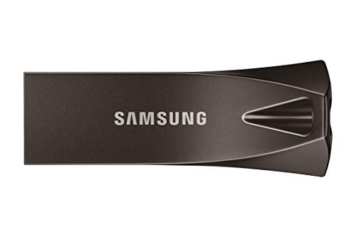 Samsung BAR Plus USB-Stick Typ-A, 256 GB, 400 MB/s Lesen, 110 MB/s Schreiben, widerstandsfähiger USB 3.1 Flash Drive mit Schlüsselring, Titan Gray, MUF-256BE4/APC von Samsung
