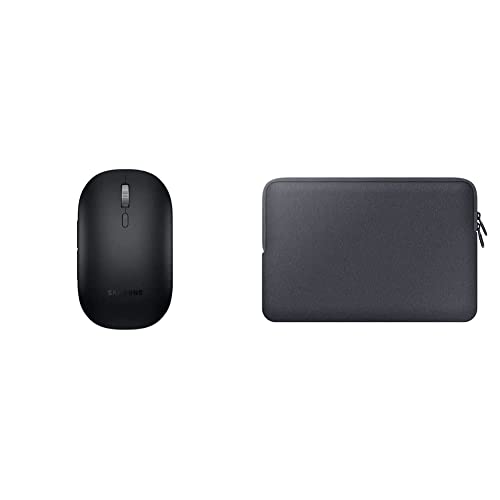 Samsung Bluetooth Mouse Slim EJ-M3400, Bluetooth Maus für Laptop, PC, Tablet, Smartphone, Black & Neopren-Schutzhülle Galaxy Book, wasserabweisend, Grau von Samsung