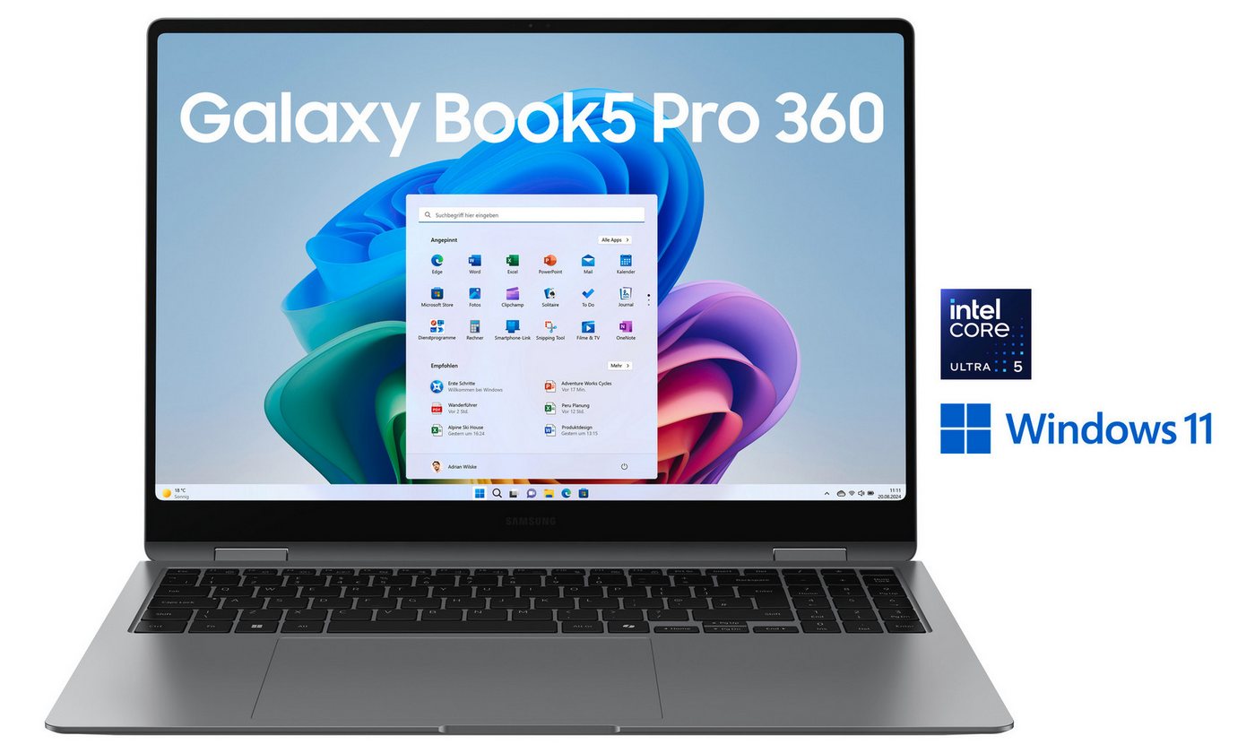 Samsung Book5 Pro 360 16'' (NP960Q) Ultra5 32 GB + 512 GB Notebook (40,6 cm/16 Zoll, Intel Core Ultra 7, ARC, 512 GB SSD) von Samsung
