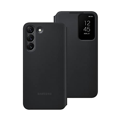 Samsung Clear View Smartphone Cover EF-ZS901 für Galaxy S22, Flip Cover, Handy-Hülle, extra-dünn, stoßfest, Schutz Case, Schwarz von Samsung