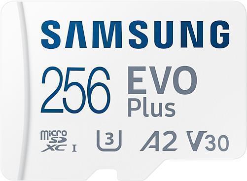 Samsung EVO Plus MB-MC256KA - Flash-Speicherkarte (microSDXC-an-SD-Adapter inbegriffen) - 256GB - A2 / Video Class V30 / UHS-I U3 / Class10 - microSDXC UHS-I - weiß (MB-MC256KA/EU) von Samsung