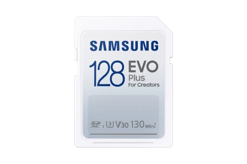 Samsung EVO Plus SD-Karte, 128 GB, SDXC UHS-I U3, Full HD, 130 MB/s Lesen, Speicherkarte für Spiegelreflexkameras und Systemkameras, MB-SC128K/EU von Samsung