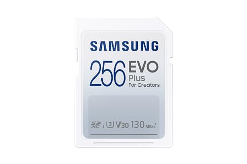 Samsung EVO Plus SD-Karte, 256 GB, SDXC UHS-I U3, Full HD, 130 MB/s Lesen, Speicherkarte für Spiegelreflexkameras und Systemkameras, MB-SC256K/EU von Samsung