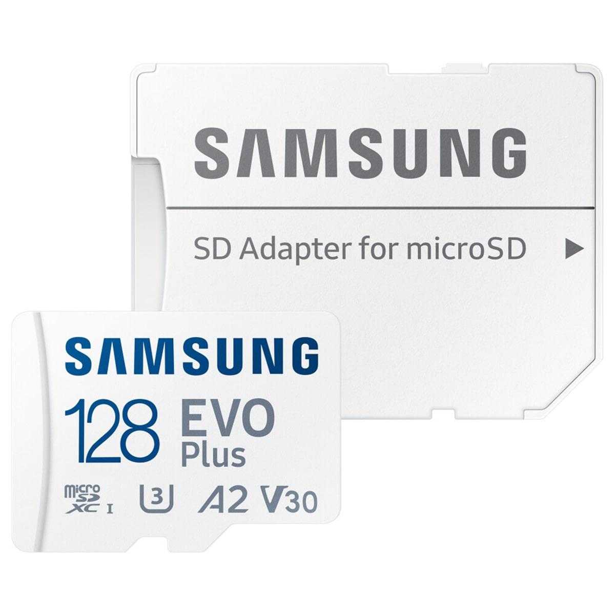 Samsung EVO Plus microSD-Speicherkarte 128GB (inkl. Adapter UHS-I U3 bis 130 MB/s 2021 weiß) von Samsung