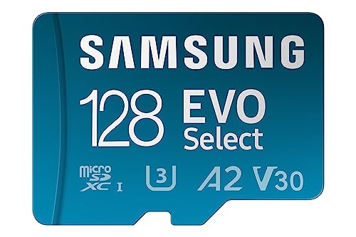 Samsung EVO Select (2021) microSD-Karte + SD-Adapter, 128 GB, Speicherkarte für Smartphone und Tablet, UHS-I U3, Full HD, 130 MB/s Lesen, MB-ME128KA/EU von Samsung