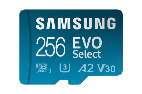 Samsung EVO Select (2024) microSD-Karte + SD-Adapter, 256 GB, Speicherkarte für Smartphone und Tablet, UHS-I U3, 4K UHD, Full HD, 160 MB/s Lesen, MB-ME256SA/EU von Samsung