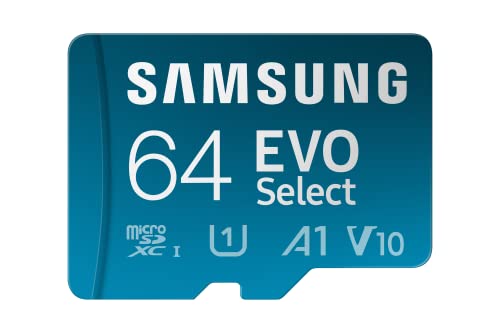 Samsung EVO Select (2024) microSD-Karte + SD-Adapter, 64 GB, Speicherkarte für Smartphone und Tablet, UHS-I U3, 4K UHD, Full HD, 160 MB/s Lesen, MB-ME64SA/EU von Samsung
