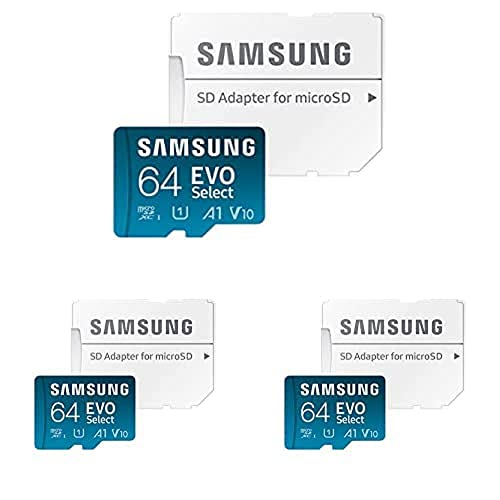 Samsung EVO Select 64GB microSDXC UHS-I U1 130MB/s Full HD Speicherkarte inkl. SD-Adapter (MB-ME64KA/EU), 3er Pack von Samsung