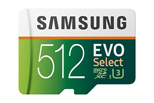 Samsung EVO Select microSD-Karte, 512 GB, 100 MB/s und 90 MB/s, Speicherkarte für Full HD & 4K UHD, Inkl. SD-Adapter für Smartphone, Tablet, Action-Kamera, Drohne und Notebook von Samsung