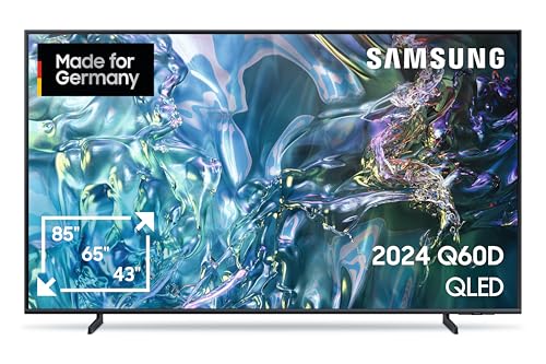 Samsung QLED 4K Q60D Fernseher 43 Zoll, Samsung TV mit Quantum Prozessor Lite 4K, 100 % Farbvolumen, 4K Upscaling, Samsung Tizen OS, Smart TV, GQ43Q60DAUXZG, Deutsches Modell [2024] von Samsung