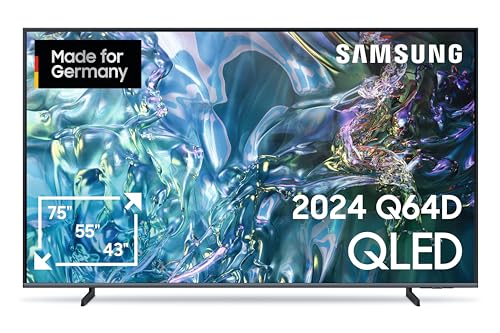 Samsung QLED 4K Q64D Fernseher 43 Zoll, Samsung TV mit Quantum Prozessor Lite 4K, 100 % Farbvolumen, 4K Upscaling, Motion Xcelerator, Smart TV, GQ43Q64DAUXZG, Deutsches Modell [2024] von Samsung