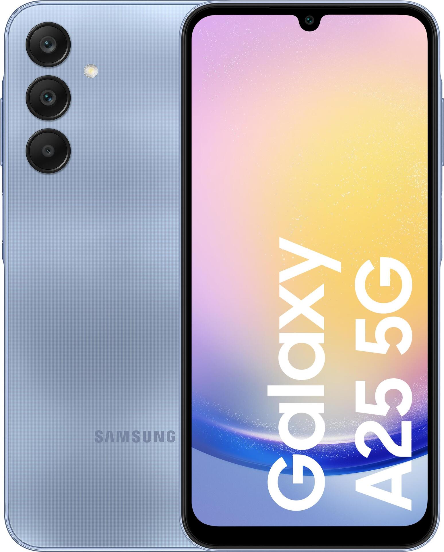 Samsung Galaxy A25 - 5G Smartphone - Dual-SIM - RAM 6 GB / Interner Speicher 128 GB - microSD slot - OLED-Display - 6.5 - 2340 x 1080 Pixel (120 Hz) - Triple-Kamera 50 MP, 8 MP, 2 MP - front camera 13 MP - Blau (SM-A256BZBDEUB) von Samsung