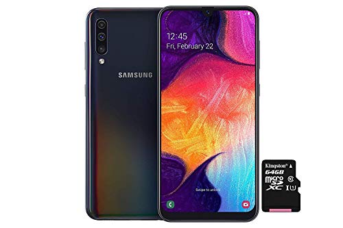Samsung Galaxy A50 Smartphone Bundle (16.3cm (6.4 Zoll) 128GB interner Speicher, 4GB RAM, Dual sim, Android, Schwarz) + 64 GB SD-Karte | Deutsche Version von Samsung