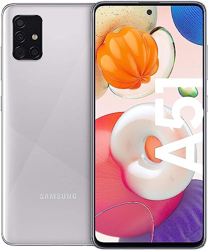 Samsung Galaxy A51 Smartphone 128GB Handy ohne Vertrag, 4 Kameras 48/12/5/5 MP, Selfie Kamera 32 MP, 6,5 Zoll Super AMOLED Display, Android 10 to 13 - Deutsche Version (4G, Silver) von Samsung