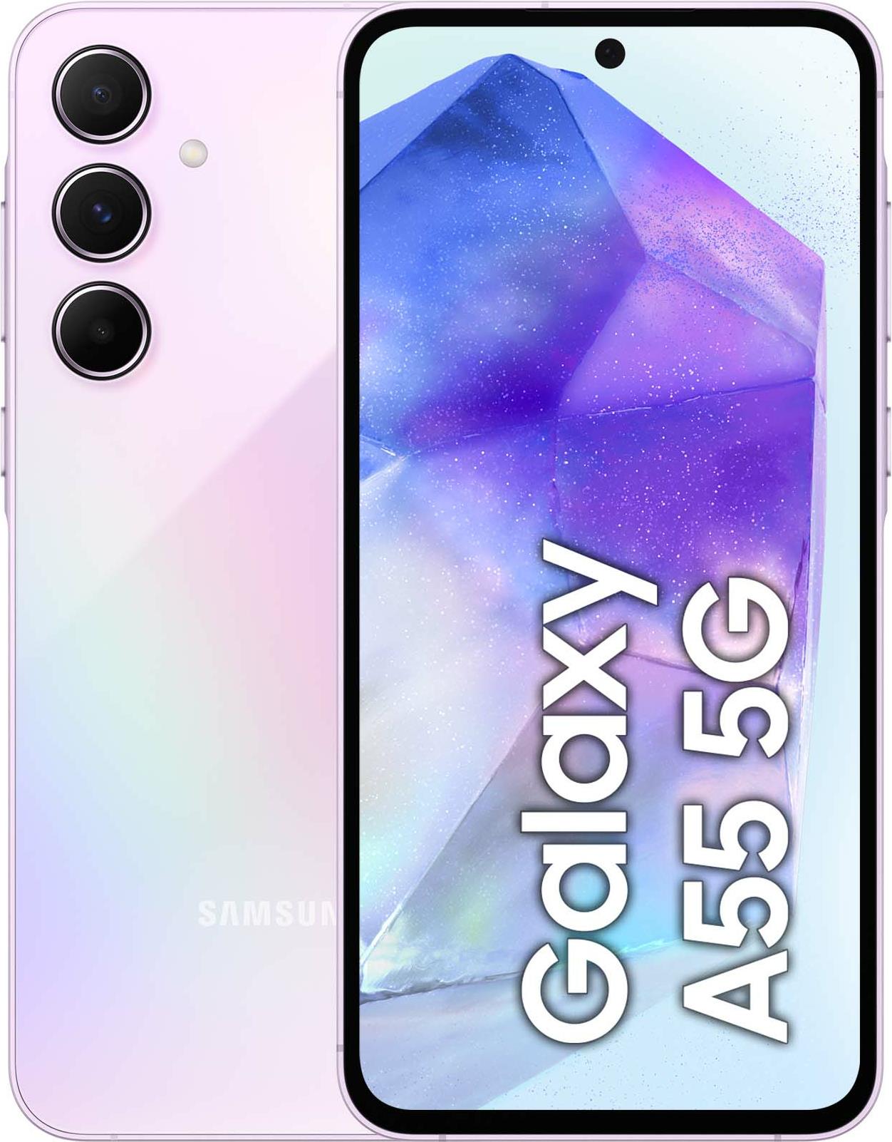 Samsung Galaxy A55 - 5G Smartphone - Dual-SIM - RAM 8 GB / Interner Speicher 128 GB - microSD slot - OLED-Display - 6.6 - 2340 x 1080 Pixel (120 Hz) - Triple-Kamera 50 MP, 12 MP, 5 MP - front camera 32 MP - awesome lilac - EU-Version (SM-A556BLVAEUE) von Samsung