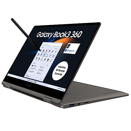 Samsung Galaxy Book3 360 Laptop, 13" Full HD 60Hz Display, TOUCHSCREEN, AMOLED, Intel Core i7-1360P, 16GB RAM, 512GB SSD, Windows 11, QWERTZ Tastatur, Graphite, Inklusive 36 Monate Herstellergarantie von Samsung