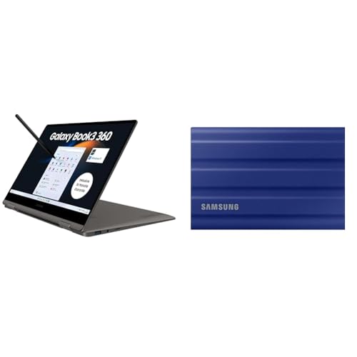 Samsung Galaxy Book3 360 Laptop & Portable SSD T7 Shield, 1 TB, USB 3.2 Gen.2, 1.050 MB/s Lesen, 1.000 MB/s Schreiben, Robuste externe Festplatte Outdoor für Mac, PC und Smartphone, Blau, MU-PE1T0R/EU Samsung Galaxy Book3 360 Laptop & Portable SSD T7 Shield, 1 TB, USB 3.2 Gen.2, 1.050 MB/s Lesen, 1.000 MB/s Schreiben, Robuste externe Festplatte Outdoor für Mac, PC und Smartphone, Blau, MU-PE1T0R/EU von Samsung